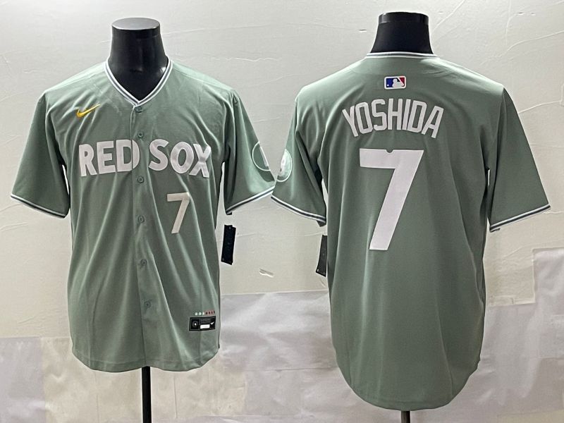 Men 2025 Boston Red Sox #7 Yoshida Light Green Joint Name Nike MLB Jersey style 2->boston red sox->MLB Jersey